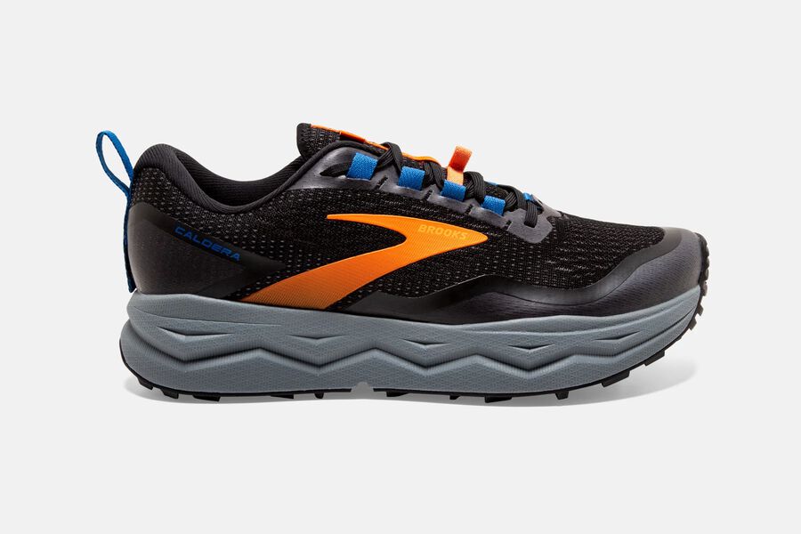 Mens Brooks Caldera 5 Trail Shoes Black/Orange/Blue | 154072-JLI